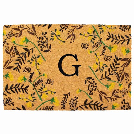 Monogram Door Mat, Black, Yellow, Green, Natural, 24 in W x 36 in L